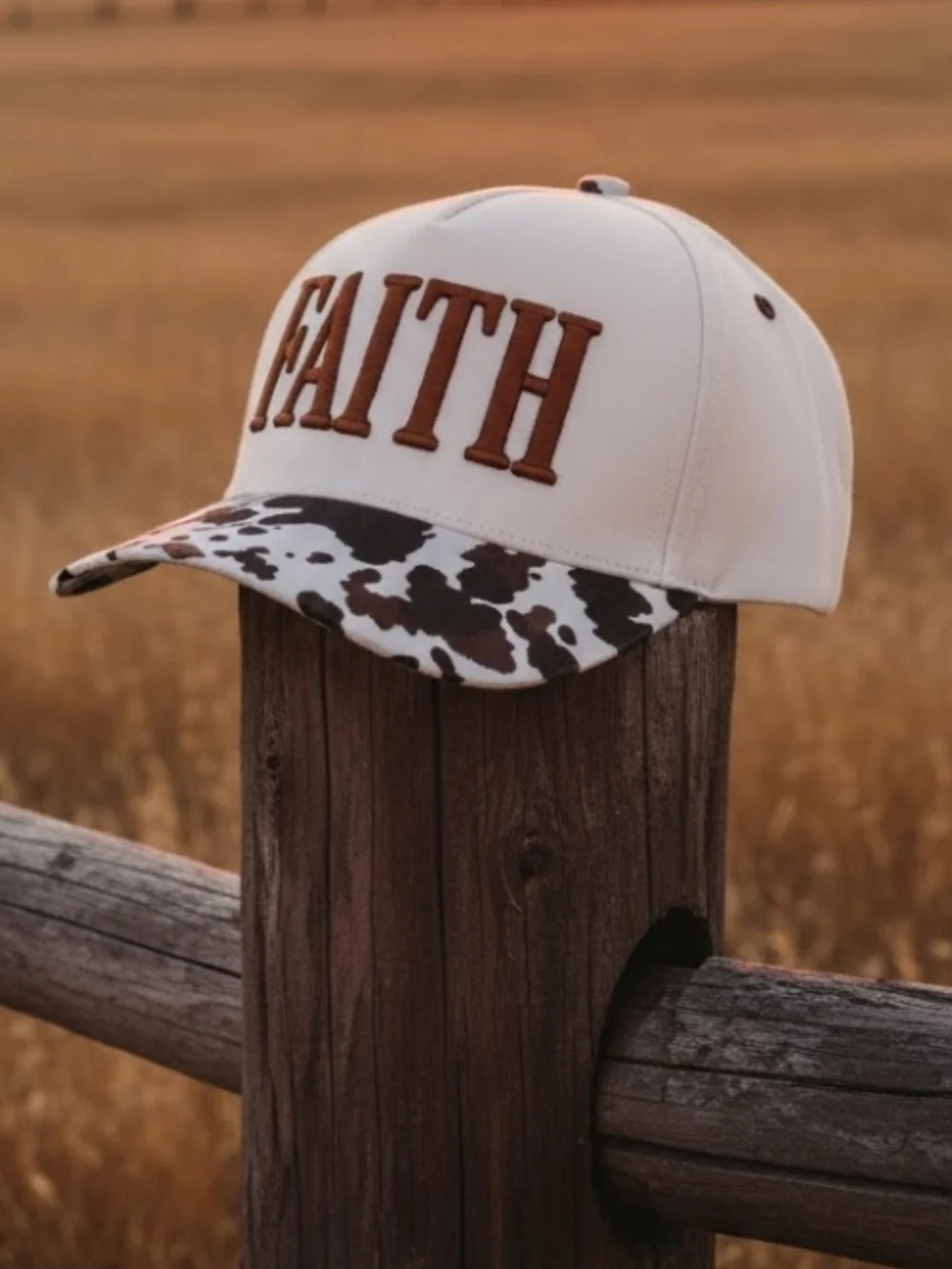 New! Faith Cow Print Embroidered Baseball Cap Snapback Hat